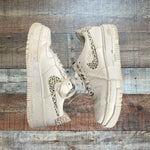Nike Air Force 1 White Leather Animal Print Sneakers- Size 9.5