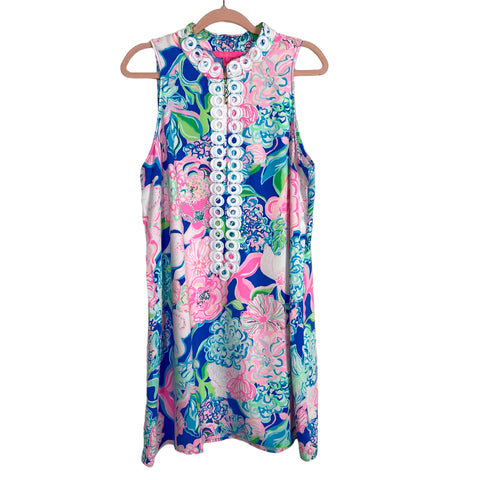 Lilly Pulitzer Pink/Blue/Green Floral Print Zipper Front Dress- Size 12