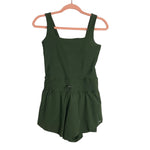 Your Personal Best Olive with Waist Pull Cord Padded Tank Romper- Size S