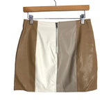 Vestique Taupe/White/Tan Color Block Faux Leather Skirt- Size S (see notes, sold out online)