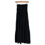 Grace Karin Black Smocked Bodice Strapless Front Tie Dress NWT- Size S