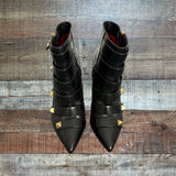 Cesare Paciotti Black Studded Leather Stiletto Booties- Size 36