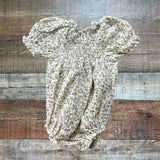 Nothing Fits But Cream Floral Smocked Romper- Size 3-6M