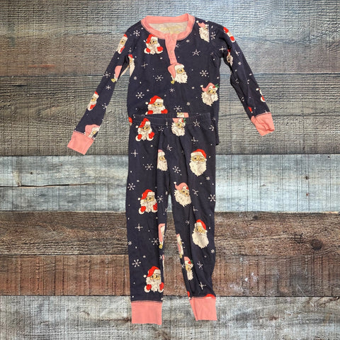 The Beaufort Bonnet Company Navy Santa Two Piece Pajamas- Size 3T