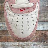 Pre-Owned Nike Air Force 1 Pink and Red Suede Leather Sneakers- Size 8 (see notes)