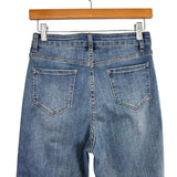 Goodnight Macaroon Medium Wash Distressed Raw Hem Jeans- Size ~25 (Inseam 25”, no size tag, fits like a 25)