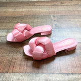 Sam & Libby Pink Knotted Satin Slide Sandals- Size 7.5