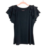 No Brand Black Ruffle Sleeve Tee- Size S