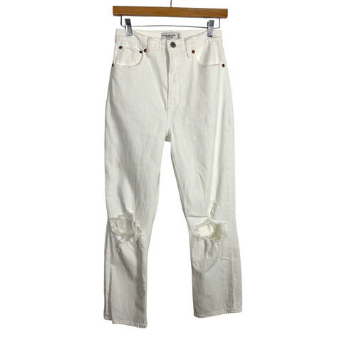 Abercrombie & Fitch White The Ankle Straight Ultra High Rise Jeans - Size 27/4R (Inseam 25" - See Notes)