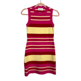 High Sport Pink/Cream/Red Stripes Diamond Knit with Pink Ribbed Trim Dress- Size XS