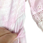 Tularosa Pink Tie-Dye Smocked Bodice Off the Shoulder Eyelet Sleeves Front Slit Dress- Size M (sold out online)