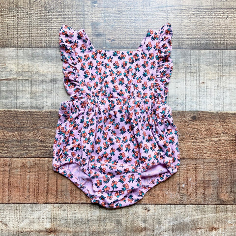 Baby Gap Pink Floral Print with Criss Cross Straps Bubble- Size 3-6M