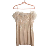 Amanda Uprichard Faux Feather Trim Sequin Mini Dress NWT- Size L