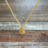 No Brand Gold with Rhinestone J and Z Pendants Necklace (Brand New)