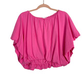 Grey Lab Pink Elastic Neck and Hem Puff Sleeve Top- Size M