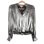 Current Air Los Angeles Metallic Silver Elastic Waist Blouse- Size XS