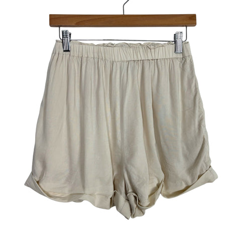 Majorelle Cream Linen Blend Cuffed Hem Shorts- Size S