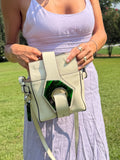 GANNI Cream with Green Marble Buckle Leather Micro Crossbody (see notes)