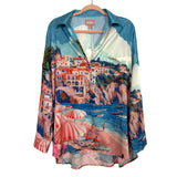 Show Me Your Mumu Silky Beach Scene Button Up Top NWT- Size XS