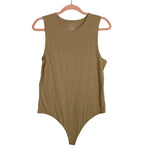 Nuuds Heather Tan Classic Crewneck Tank Thong Bodysuit-Size L