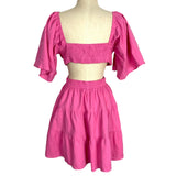 Shy Velvet Pink Crossover Waist Smocked Back Dress- Size XL