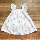 Grace & James Kids White/Blue/Green Floral Print with Ruffle Sleeves Dress- Size 2T (see notes)
