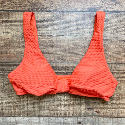 Sea Folly Australia Orange Textured Front Bow Crop Top Padded Bikini Top NWT- Size 8 (US 4, we have marching bottoms)