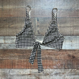 ELE SWIMS Black and White Check Front Knot Bikini Top- Size S (see notes)