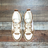 Steve Madden White/Brown Leather Sneakers- Size 7.5 (Great Condition)
