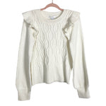 Design History White Cable Knit Ruffle Sweater- Size S (sold out online)