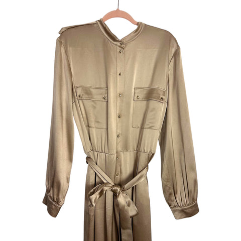 HANEY Tan Satin Jumpsuit