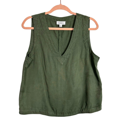 Evereve Army Green V-Neck Tank- Size M (see notes)