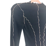 Privy Privately Privilaged Black with Tan Trim Bodysuit- Size S