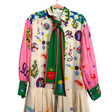 No Brand Cream Printed Collared Button Up Dress- Size L