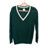 Varley Green Open Knit V-Neck Sweater- Size XS