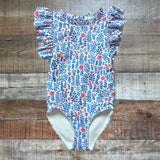 Cecil and Lou Red White and Blue Floral Zipper Back One Piece- Size 3T