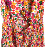 No Brand Floral Smocked Front Twist Cutout Dress- Size ~L (see notes)