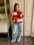 Pink Lily Don't Prove I'm Right Red And Pink Stripe Sweater - Size M (Sold Out Online!)