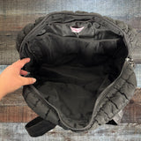 Pink Lily Black Quilted Weekender Bag