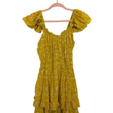 Cleobella Yellow Printed Ruffle Tiered Dress- Size M