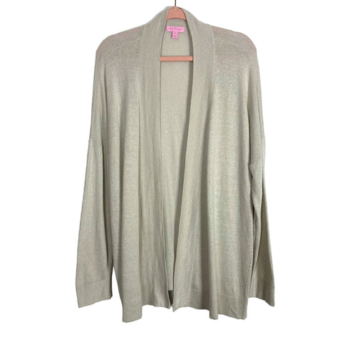 Lilly Pulitzer Beige Metallic Linen Blend Open Front Cardigan- Size XL (see notes)