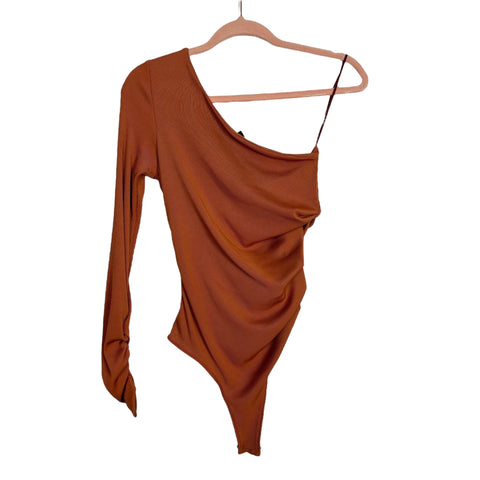 NBD Burnt Orange One Shoulder Bodysuit - Size S