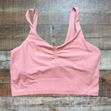 Lululemon Pink Cinched Front Built in Shelf Bra Cropped Tank- Size 12