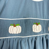 The Smocked Flamingo Blue/White Pumpkin Dress - Size 4T (See Notes)