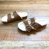No Brand Faux Fur Lined Sandals- Size 8 (LIKE NEW)