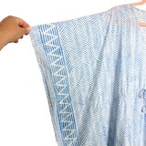 Alexandra Wood White and Blue Chevron Drawstring Waist Beach Dress- Size ~18 (no size tag, fits like 18)