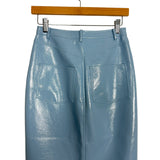 Kitri Blue Faux Leather Front Slit Skirt- Size 2 (sold out online)