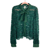 Dolan Emerald Green Sheer Lace Button Up Blouse- Size XL (sold out online)