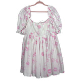 Selkie White Lip Print Layered Puffy Skirt Dress- Size XXL