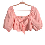 Kikula Peach Linen Front Tie Cropped Top- Size XL